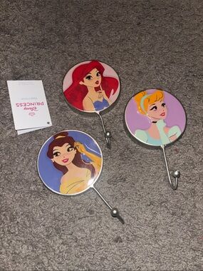 Disney Princess Decorative Wall Hooks - Red, Purple, Blue